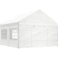 vidaXL CLORIS Designermöbel Pavillon mit Dach Weiß 4,46x4,08x3,22 m Polyethylen , Pavillons & Partyzelte Design 2024