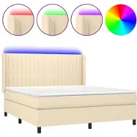 Syfax Boxspringbett mit Matratze & LED Creme 160x200 cm Stoff