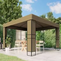 vidaXL Cloris Designermöbel Pavillon mit Doppeldach 3x3x2,7 m Taupe 180 g/m² 2024 Neu