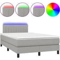 Syfax Boxspringbett mit Matratze & LED Hellgrau 120x190 cm Stoff