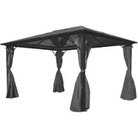 The Living Store Pavillon mit Vorhängen Anthrazit Aluminium 400 x 300 cm