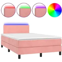 Syfax Boxspringbett mit Matratze & LED Rosa 120x200 cm Samt