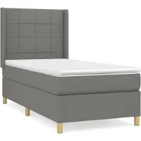 Syfax Boxspringbett mit Matratze Dunkelgrau 90x190 cm Stoff