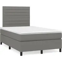 Syfax Boxspringbett mit Matratze Dunkelgrau 120x200 cm Stoff