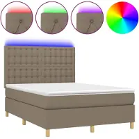 Syfax Boxspringbett mit Matratze & LED Taupe 140x190 cm Stoff