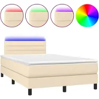 Syfax Boxspringbett mit Matratze & LED Creme 120x190 cm Stoff