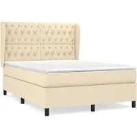 Syfax Boxspringbett mit Matratze Creme 140x190 cm Stoff