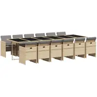 vidaXL 13-tlg. Garten-Essgruppe mit Kissen Beigemischung Poly Rattan
