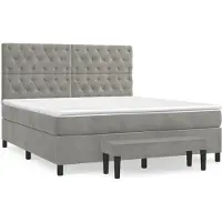 Syfax Boxspringbett mit Matratze Hellgrau 160x200 cm Samt