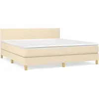 Syfax Boxspringbett mit Matratze Creme 180x200 cm Stoff