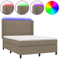 Syfax Boxspringbett mit Matratze & LED Taupe 140x190 cm Stoff
