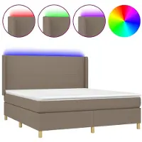 Syfax Boxspringbett mit Matratze & LED Taupe 160x200 cm Stoff