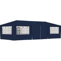 Syfax Profi-Partyzelt mit Seitenwänden 4×9 m Blau 90 g/m²