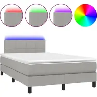 Syfax Boxspringbett mit Matratze & LED Hellgrau 120x190 cm Stoff