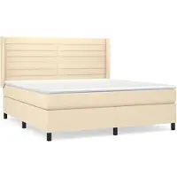 Syfax Boxspringbett mit Matratze Creme 160x200 cm Stoff
