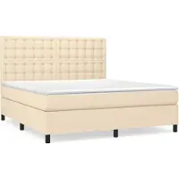 Syfax Boxspringbett mit Matratze Creme 180x200 cm Stoff