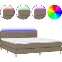 Syfax Boxspringbett mit Matratze & LED Taupe 160x200 cm Stoff