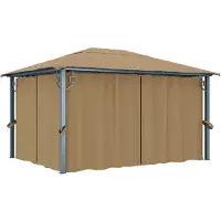 Syfax Pavillon mit Vorhang 400x300 cm Taupe Aluminium