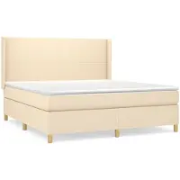 Syfax Boxspringbett mit Matratze Creme 180x200 cm Stoff