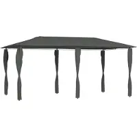 The Living Store Pavillon mit Pfostenabdeckungen 3x6x2,6 m Anthrazit 160 g/m²