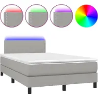 Syfax Boxspringbett mit Matratze & LED Hellgrau 120x190 cm Stoff