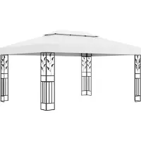 The Living Store Pavillon mit Doppeldach 3x4 m Weiß