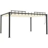 Syfax Pergola mit Lamellendach 3x4 m Creme Stoff und Aluminium