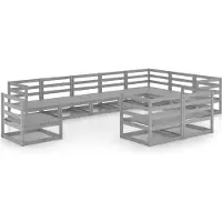 vidaXL 10-tlg. Garten-Lounge-Set Grau Kiefer Massivholz