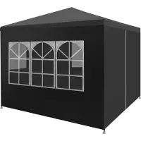 Syfax Gartenzelt Partyzelt, für Feiern und Outdoor-Events, UV- und wasserbeständiges PE-Dach, Stahlrahmen, 3 x 3 x 2,55 m, Anthrazit