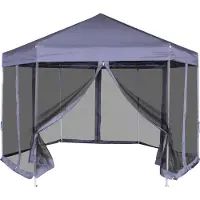 Syfax Hexagonal Pop-Up Zelt mit 6 Seitenwänden Dunkelblau 3,6x3,1 m
