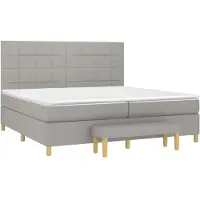 Syfax Boxspringbett mit Matratze Hellgrau 200x200 cm Stoff