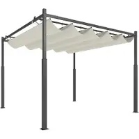 Outsunny Pergola ca. 3x3m Garten Pavillon, Terrassendachung aus Metall Cremeweiß