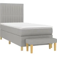 Syfax Boxspringbett mit Matratze Hellgrau 100x200 cm Stoff