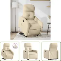 The Living Store Relaxsessel mit Aufstehhilfe Creme Stoff