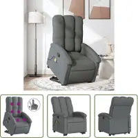The Living Store Massagesessel mit Aufstehhilfe Dunkelgrau Stoff
