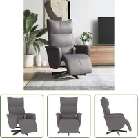 The Living Store Massagesessel mit Fußteil Grau Kunstleder