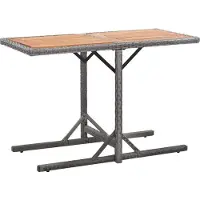 Syfax Gartentisch Anthrazit Poly Rattan und Massivholz Akazie