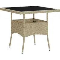 Syfax Garten-Esstisch Beige Poly Rattan und Glas