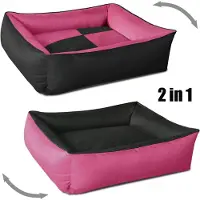 BedDog 2in1 Hundebett,(L) ca. 80x65x18cm,CANDY (pink/schwarz)