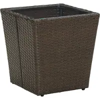 The Living Store Beistelltisch Braun 41,5x41,5x44 cm Poly Rattan und Hartglas