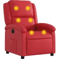 Syfax Roter Kunstleder Massagesessel mit 6-Punkt-Vibrationsmassage, manueller Liegefunktion, 71x86,5x99,5 cm