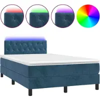 Syfax Boxspringbett mit Matratze & LED Dunkelblau 120x200 cm Samt