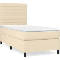 Syfax Boxspringbett mit Matratze Creme 100x200 cm Stoff