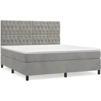 Syfax Boxspringbett mit Matratze Hellgrau 180x200 cm Samt