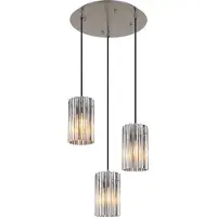 Globo Lighting Hängeleuchte Metall Nickel matt, Glas klar, satiniert, Kabel PVC schwarz, Höhe kürzbar, ø: 385mm, H: 1200mm, exkl. 3x E27 40W 230V