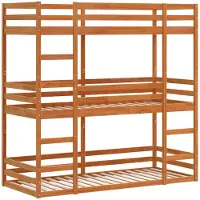 Syfax Dreifach-Etagenbett Wachsbraun 80x200 cm Massivholz Kiefer