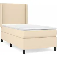 Syfax Boxspringbett mit Matratze Creme 80x200 cm Stoff