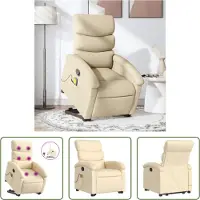 The Living Store Massagesessel mit Aufstehhilfe Creme Stoff
