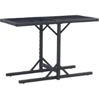 ZMH Gartentisch Schwarz 110×53×72 cm Glas und Poly Rattan