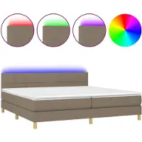 Syfax Boxspringbett mit Matratze & LED Taupe 200x200 cm Stoff